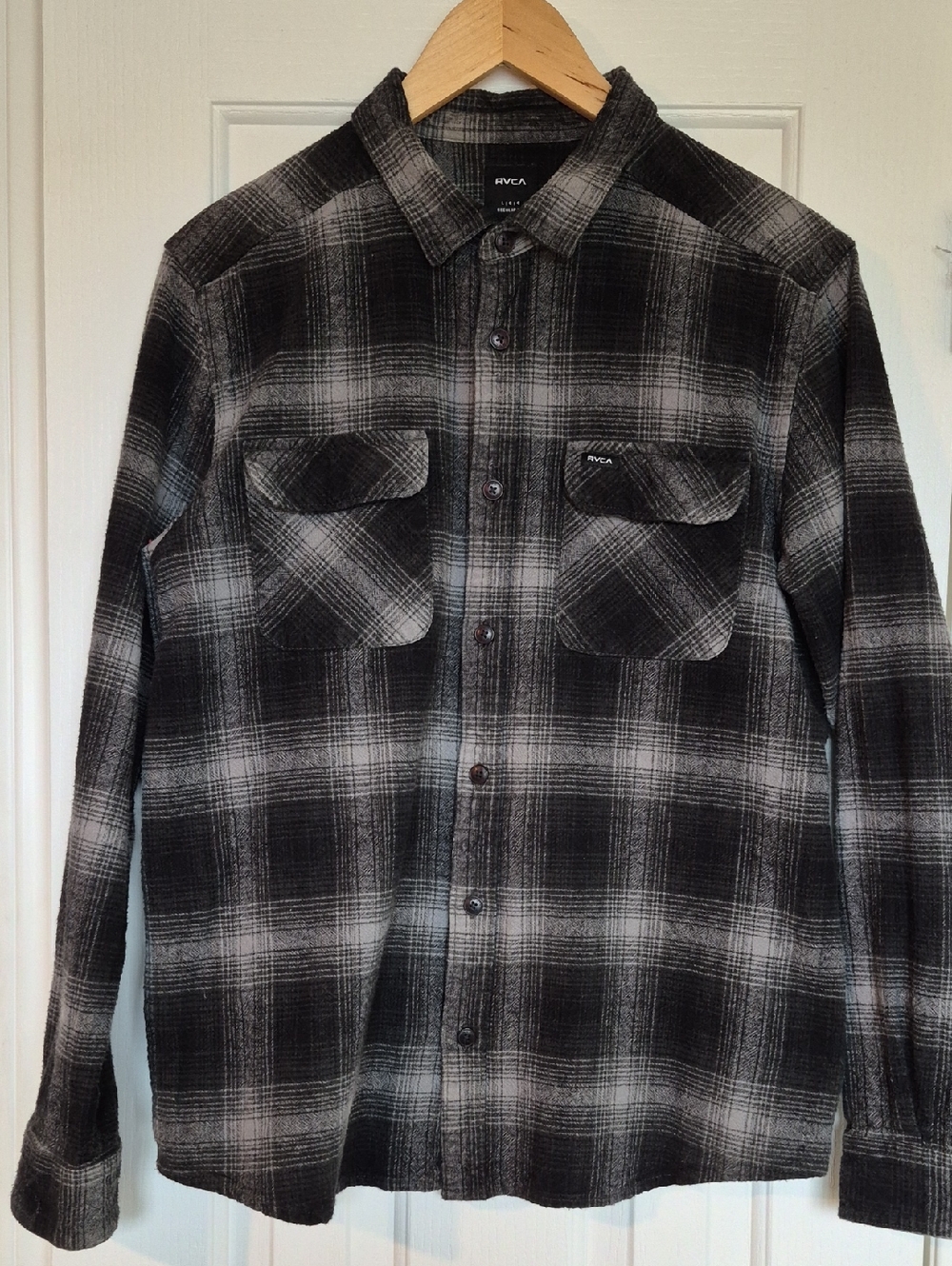 RVCA Black & White Plaid Flannel Shirt